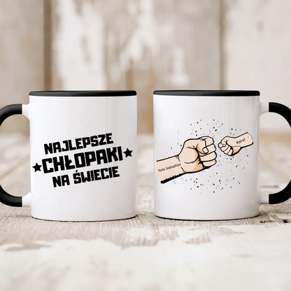 Kubek personalizowany dla taty NAJLEPSZE CHŁOPAKI NA ŚWIECIE | motyw z fist bump #4891