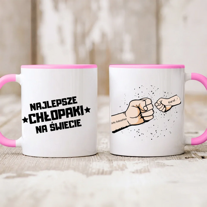 Kubek personalizowany dla taty NAJLEPSZE CHŁOPAKI NA ŚWIECIE | motyw z fist bump #4891
