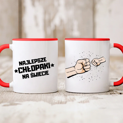Kubek personalizowany dla taty NAJLEPSZE CHŁOPAKI NA ŚWIECIE | motyw z fist bump #4891