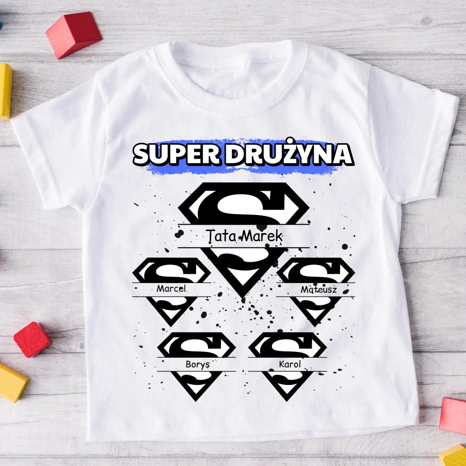 Koszulka ze wzorem super drużyna - Prezent na dzień chłopaka - Personalizowana #10941