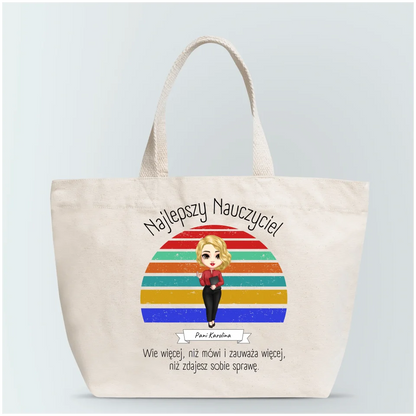 Torba personalizowana dla nauczyciela NAJLEPSZY NAUCZYCIEL | motyw szkolny retro #4141