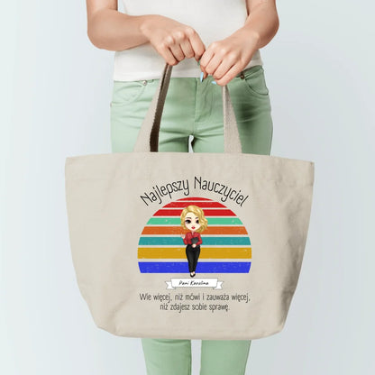 Torba personalizowana dla nauczyciela NAJLEPSZY NAUCZYCIEL | motyw szkolny retro #4141
