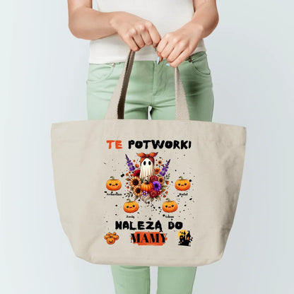 Halloweenowa torba personalizowana dla mamy TE POTWORKI NALEŻĄ DO MAMY | rodzinny motyw #5241