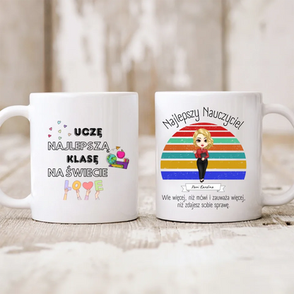Kubek personalizowany dla nauczyciela NAJLEPSZY NAUCZYCIEL | motyw z nauczycielką #17