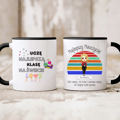 Kubek personalizowany dla nauczyciela NAJLEPSZY NAUCZYCIEL | motyw z nauczycielką #17