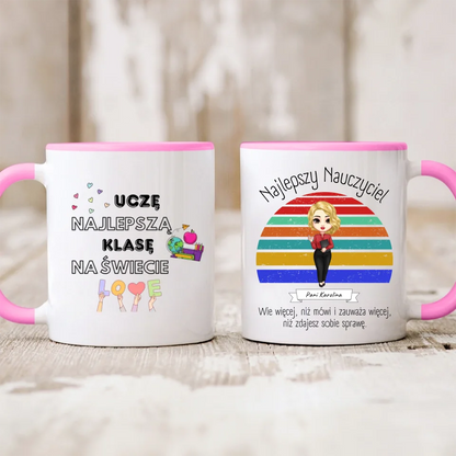 Kubek personalizowany dla nauczyciela NAJLEPSZY NAUCZYCIEL | motyw z nauczycielką #17