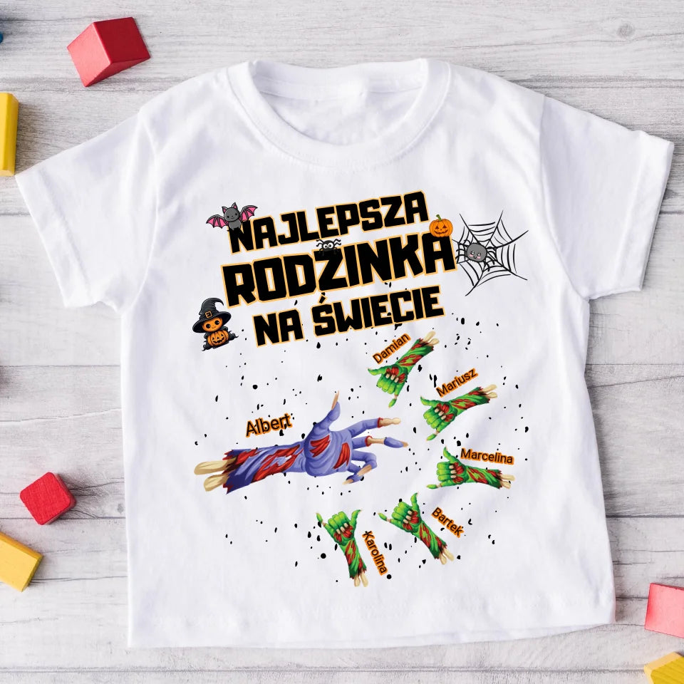 Koszulka ze wzorem - najlepsza rodzinka na świecie na Halloween - Personalizowana  #581