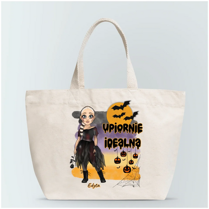 Halloweenowa torba personalizowana UPIORNIE IDEALNA | motyw z wiedźmą  #4190
