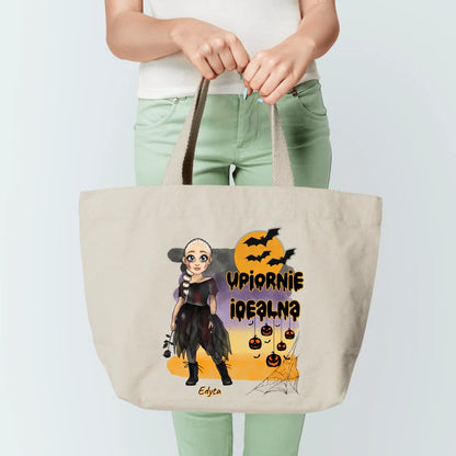 Halloweenowa torba personalizowana UPIORNIE IDEALNA | motyw z wiedźmą  #4190