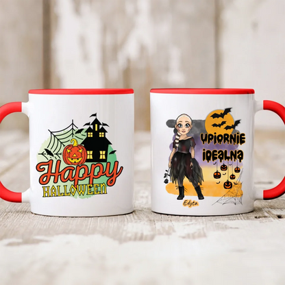 Halloweenowy kubek personalizowany UPIORNIE IDEALNA | zabawny motyw #13