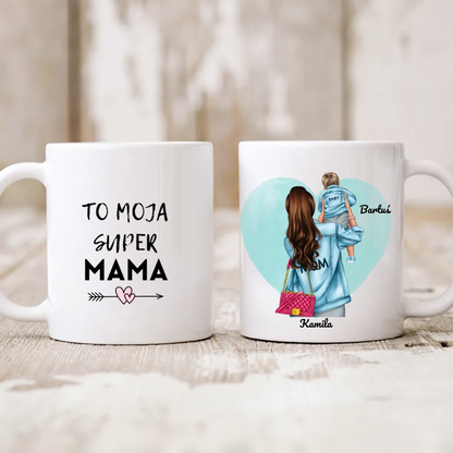 Kubek personalizowany dla mamy i dziecka MOM, BABY | rodzinny motyw #6