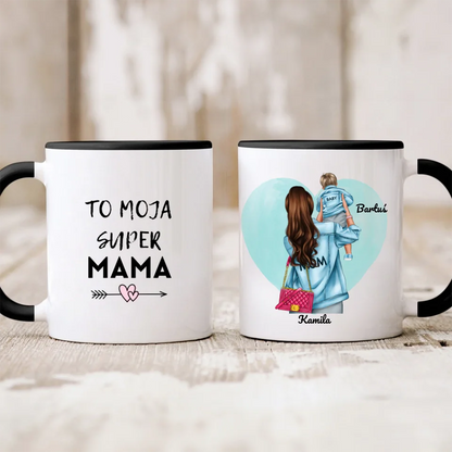 Kubek personalizowany dla mamy i dziecka MOM, BABY | rodzinny motyw #6