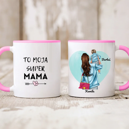 Kubek personalizowany dla mamy i dziecka MOM, BABY | rodzinny motyw #6