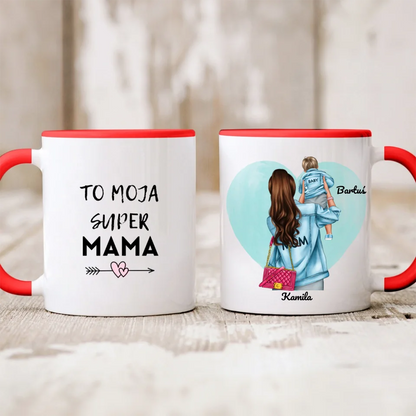 Kubek personalizowany dla mamy i dziecka MOM, BABY | rodzinny motyw #6