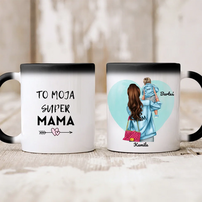 Kubek personalizowany dla mamy i dziecka MOM, BABY | rodzinny motyw #6