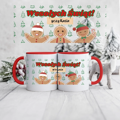 Świąteczny kubek personalizowany WESOŁYCH ŚWIĄT! ŻYCZY | z personalizacją życzeń #2412