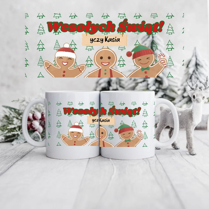 Świąteczny kubek personalizowany WESOŁYCH ŚWIĄT! ŻYCZY | z personalizacją życzeń #2412