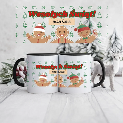 Świąteczny kubek personalizowany WESOŁYCH ŚWIĄT! ŻYCZY | z personalizacją życzeń #2412