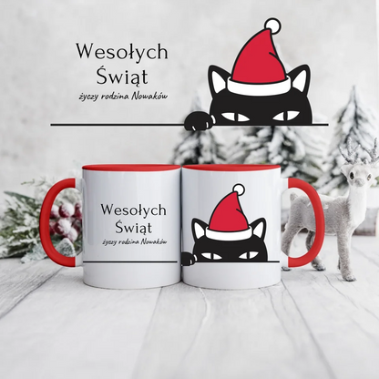 Świąteczny kubek personalizowany WESOŁYCH ŚWIĄT ŻYCZY RODZINA | z personalizacją życzeń #0612