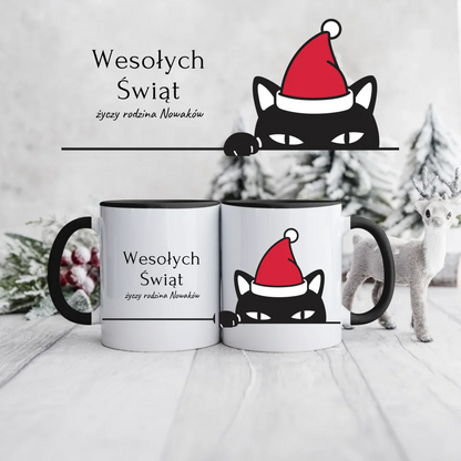 Świąteczny kubek personalizowany WESOŁYCH ŚWIĄT ŻYCZY RODZINA | z personalizacją życzeń #0612