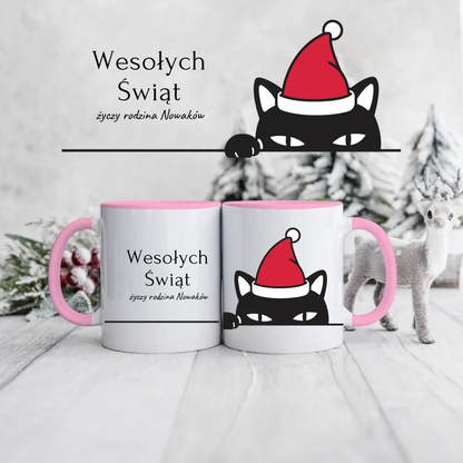 Świąteczny kubek personalizowany WESOŁYCH ŚWIĄT ŻYCZY RODZINA | z personalizacją życzeń #0612
