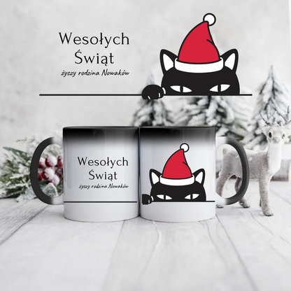 Świąteczny kubek personalizowany WESOŁYCH ŚWIĄT ŻYCZY RODZINA | z personalizacją życzeń #0612