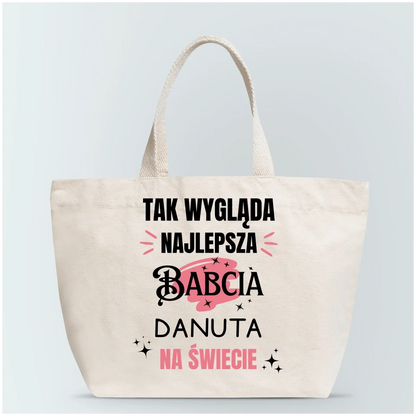 Torba personalizowana dla babci TAK WYGLĄDA NAJLEPSZA BABCIA | motyw z gwiazdkami #093