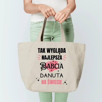 Torba personalizowana dla babci TAK WYGLĄDA NAJLEPSZA BABCIA | motyw z gwiazdkami #093