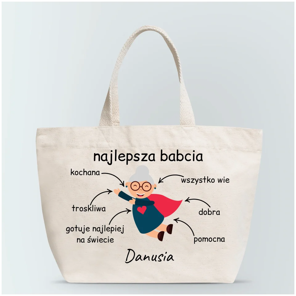 Torba materiałowa z nadrukiem - Personalizowana - prezent na dzień babci i dziadka- najlepsza babcia #0137