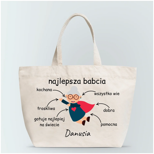 Torba materiałowa z nadrukiem - Personalizowana - prezent na dzień babci i dziadka- najlepsza babcia #0137