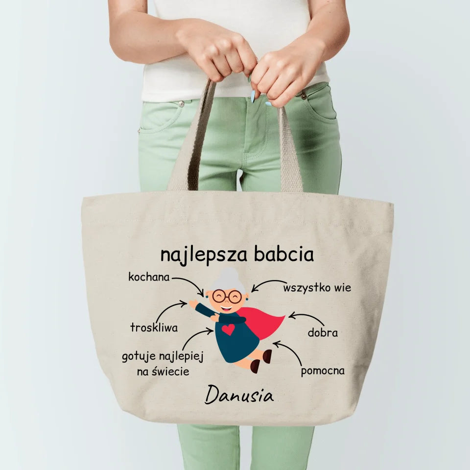 Torba materiałowa z nadrukiem - Personalizowana - prezent na dzień babci i dziadka- najlepsza babcia #0137