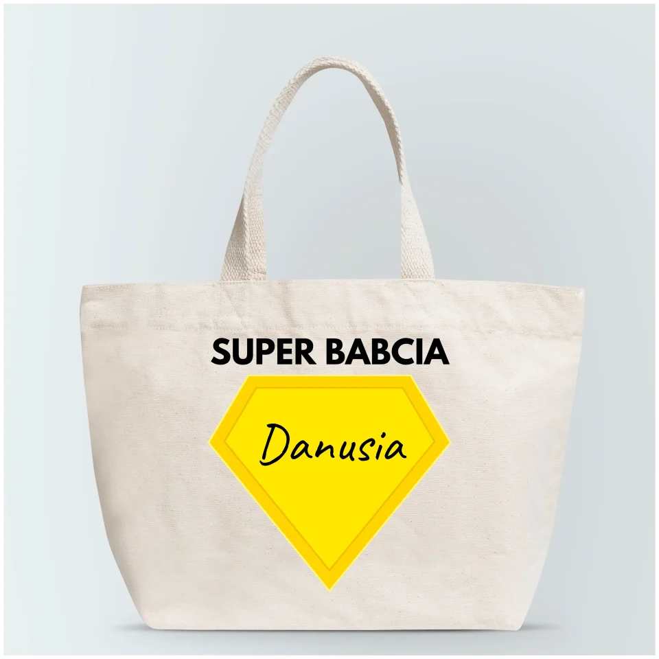 Torba materiałowa z nadrukiem - Personalizowana - prezent na dzień babci i dziadka - super babcia super dziadek #01989