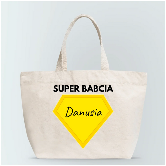 Torba materiałowa z nadrukiem - Personalizowana - prezent na dzień babci i dziadka - super babcia super dziadek #01989