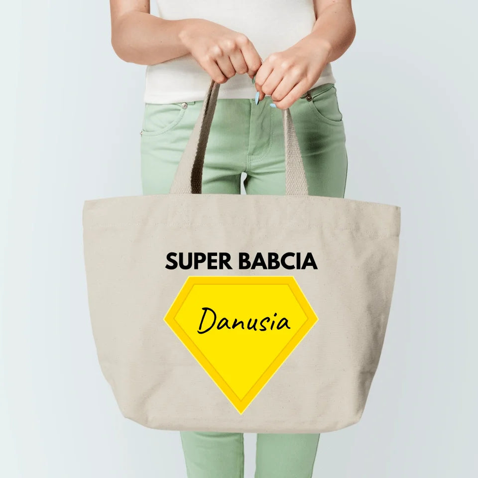 Torba materiałowa z nadrukiem - Personalizowana - prezent na dzień babci i dziadka - super babcia super dziadek #01989