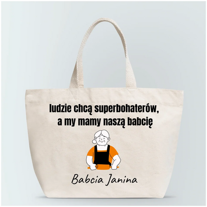 Torba personalizowana dla babci NASZA BABCIA SUPERBOHATERKĄ | rodzinny motyw #01676