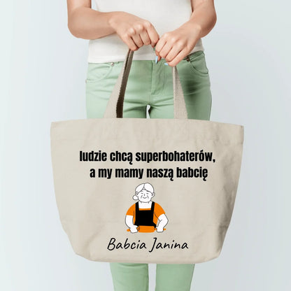 Torba personalizowana dla babci NASZA BABCIA SUPERBOHATERKĄ | rodzinny motyw #01676