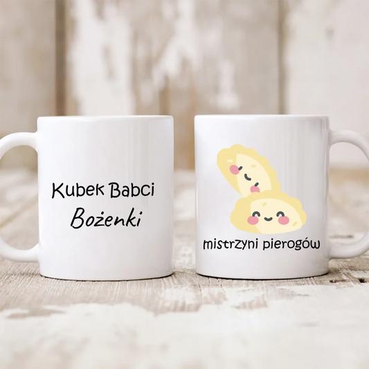 Kubek dla babci personalizowany - prezent na dzień babci i dziadka -mistrzyni pierogów  #01865