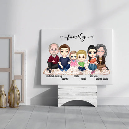 Obraz personalizowany dla babci i dziadka z wnukami FAMILY | rodzinny motyw #2