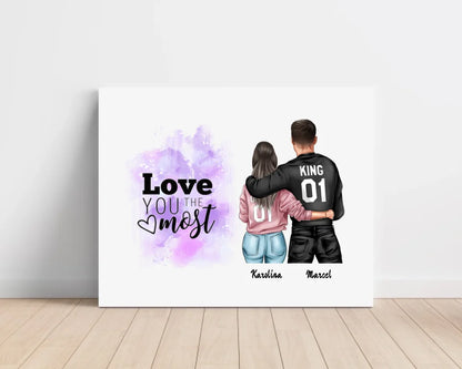 Obraz personalizowany dla par LOVE YOU THE MOST | romantyczny motyw #1