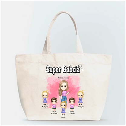 Torba personalizowana dla babci SUPER BABCIA | rodzinny motyw #6
