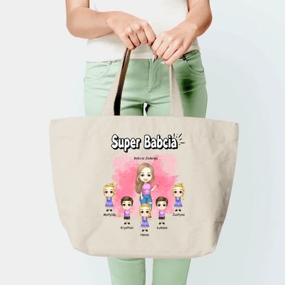 Torba personalizowana dla babci SUPER BABCIA | rodzinny motyw #6