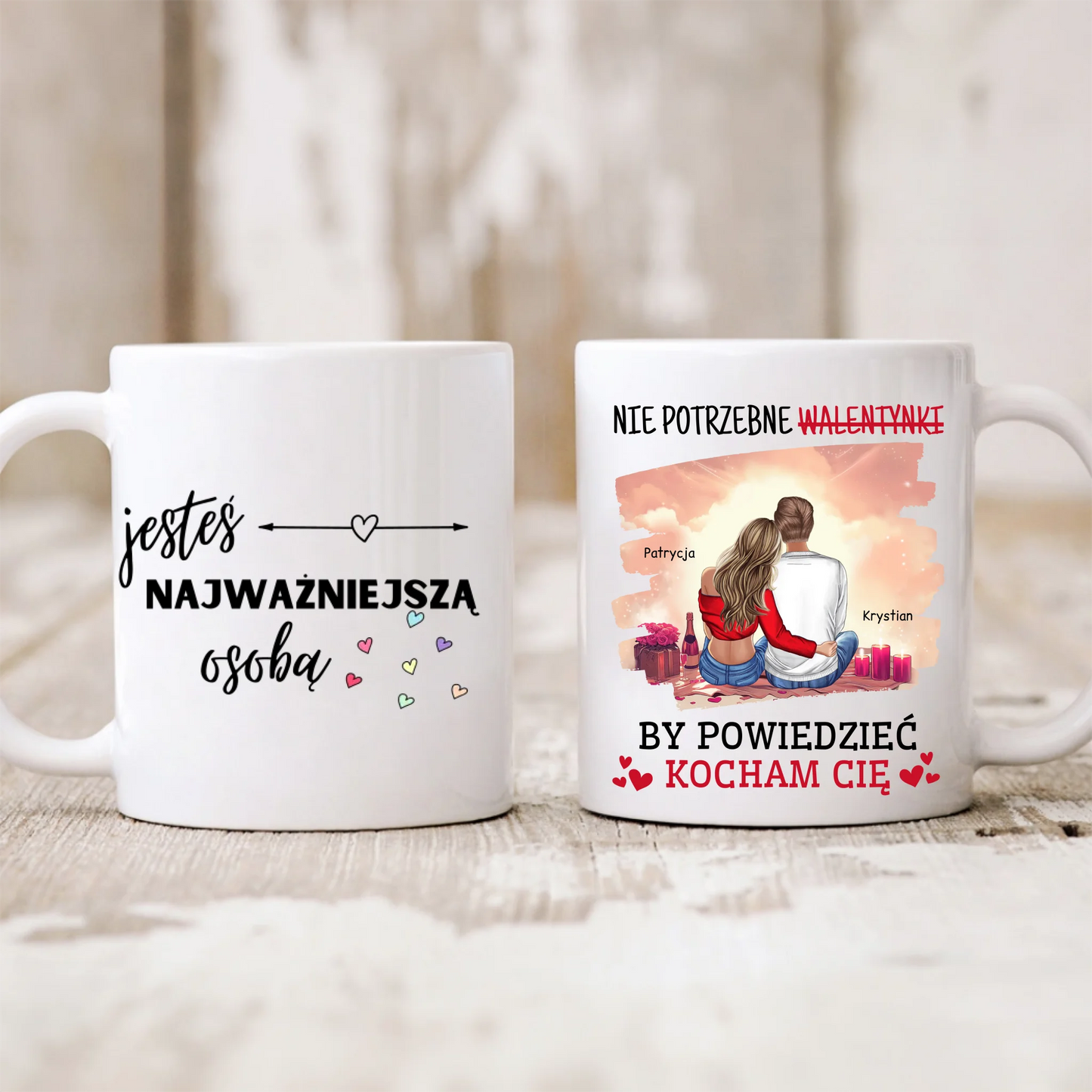 Kubek dla par - nie potrzebne walentynki - Personalizowany - Prezent na walentynki #4221