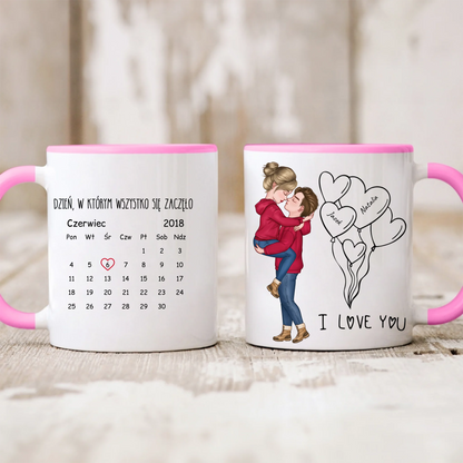 Kubek personalizowany dla par DZIEŃ, W KTÓRYM WSZYSTKO SIĘ ZACZĘŁO | motyw na rocznice #4500