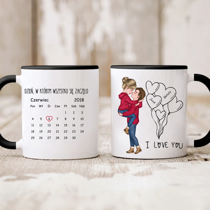 Kubek personalizowany dla par DZIEŃ, W KTÓRYM WSZYSTKO SIĘ ZACZĘŁO | motyw na rocznice #4500