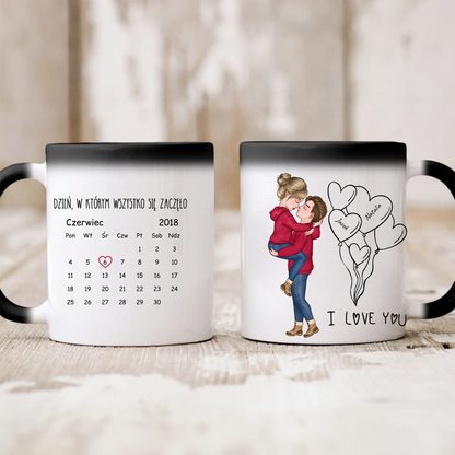 Kubek personalizowany dla par DZIEŃ, W KTÓRYM WSZYSTKO SIĘ ZACZĘŁO | motyw na rocznice #4500