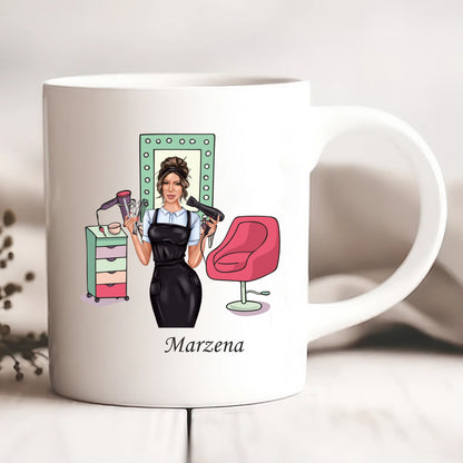 Kubek personalizowany dla fryzjerki | motyw fashion doll #556