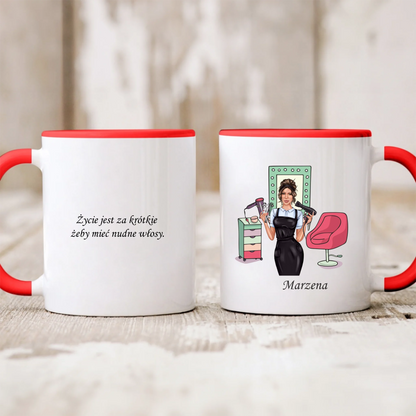 Kubek personalizowany dla fryzjerki | motyw fashion doll #556
