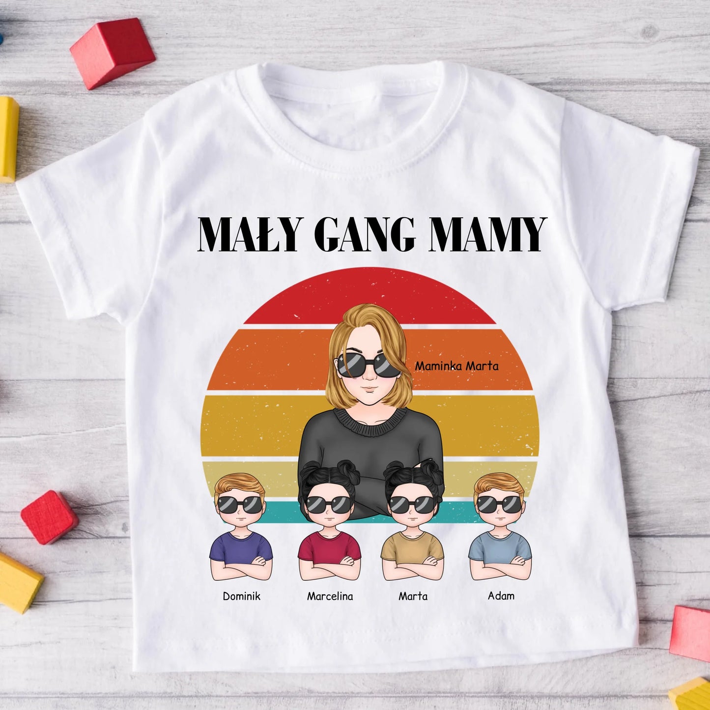 Koszulka ze wzorem dla mamy i dzieci - mały gang mamy - Personalizowana - Prezent na dzień mamy #8421