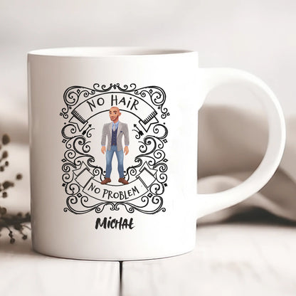 Kubek personalizowany dla mężczyzny NO HAIR NO PROBLEM | motyw z łysym mężczyzną #654