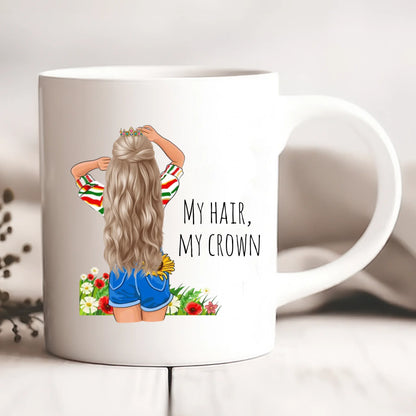 Kubek personalizowany dla kobiety MY HAIR, MY CROWN | z personalizacją imienia i postaci #698